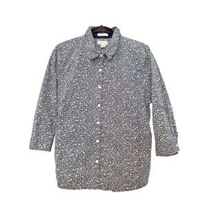 Christopher & Banks Womens Shirt Size Large Stretch Floral Print Button Down